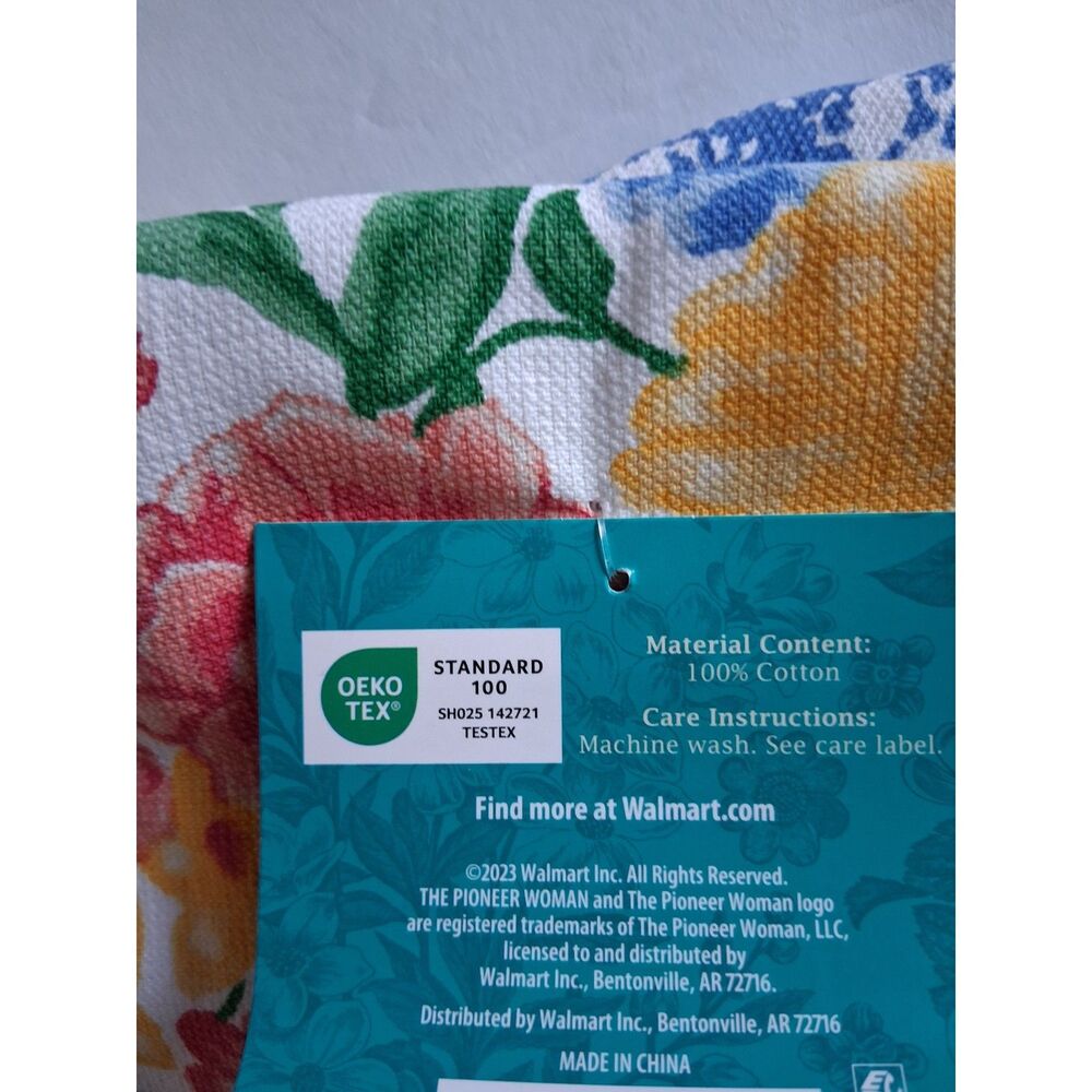Pioneer Woman Brilliant Blooms Kitchen Towels 2 Pack Floral Cotton 16x28 New - Picture 4 of 5